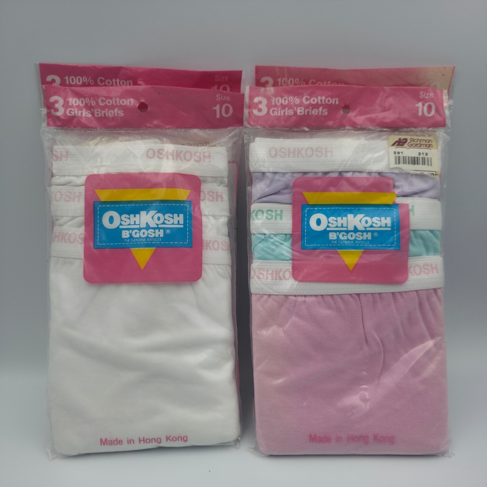 Vintage OshKosh B'Gosh Girls Briefs Lot of 12 Size 10 Cotton Underwear